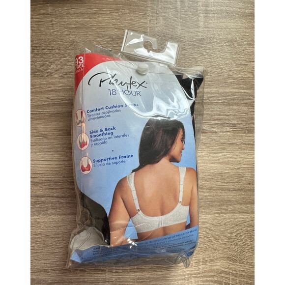 18‎ Hour Ultimate Shoulder Comfort Wirefree Bra 50DDD New In Package Black - Picture 4 of 6